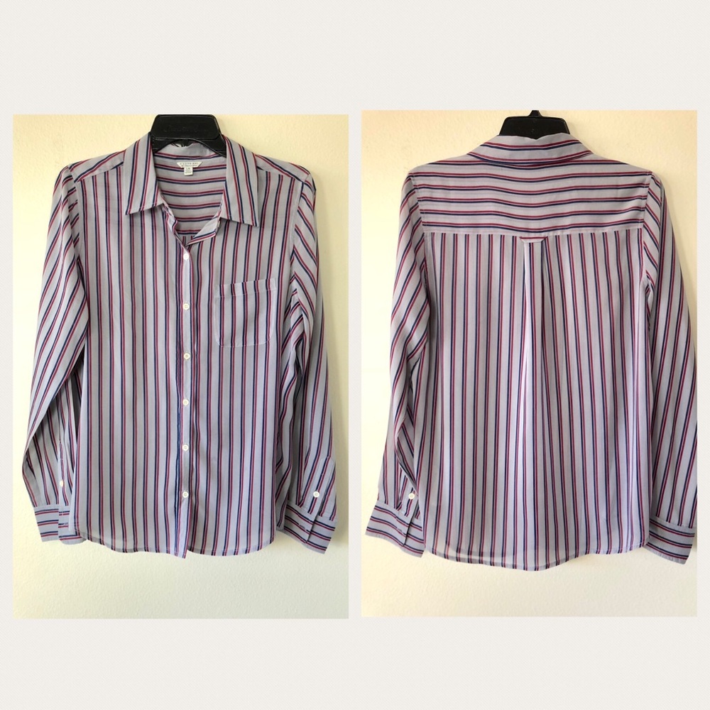 I Love H81 Gray Striped Button Down Size Large